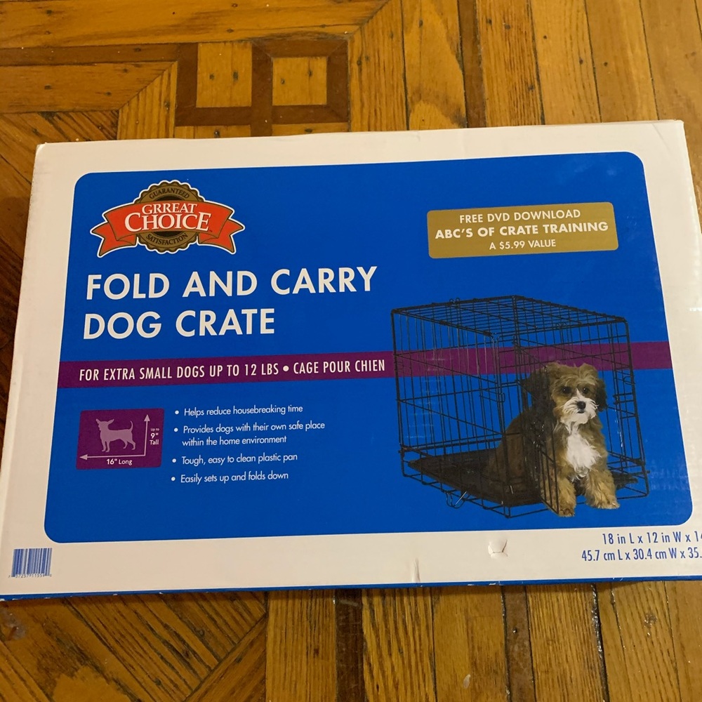 Fold and carry dog crate.